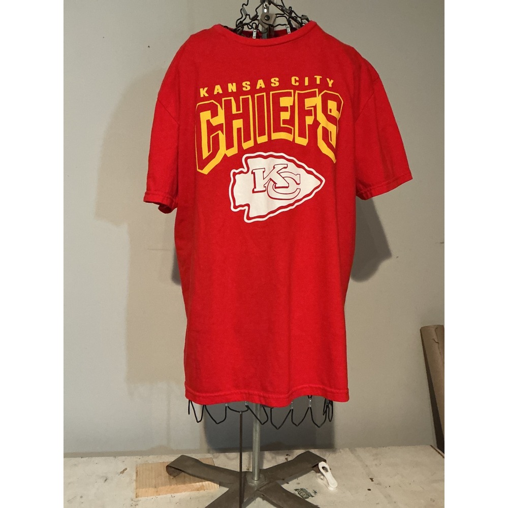 NFL Team Apparel Kansas City Chiefs Tee Shirt Mens Large Red Graphic 100 Cotton